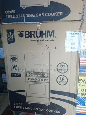 Bruhm Standing Gas Cooker, All Gas 60 60 Cm With 2 Yrs Warra