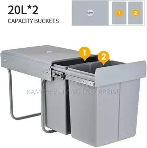 Gray Cabinet Drawer Kitchen Waste Bin (Pull Out)