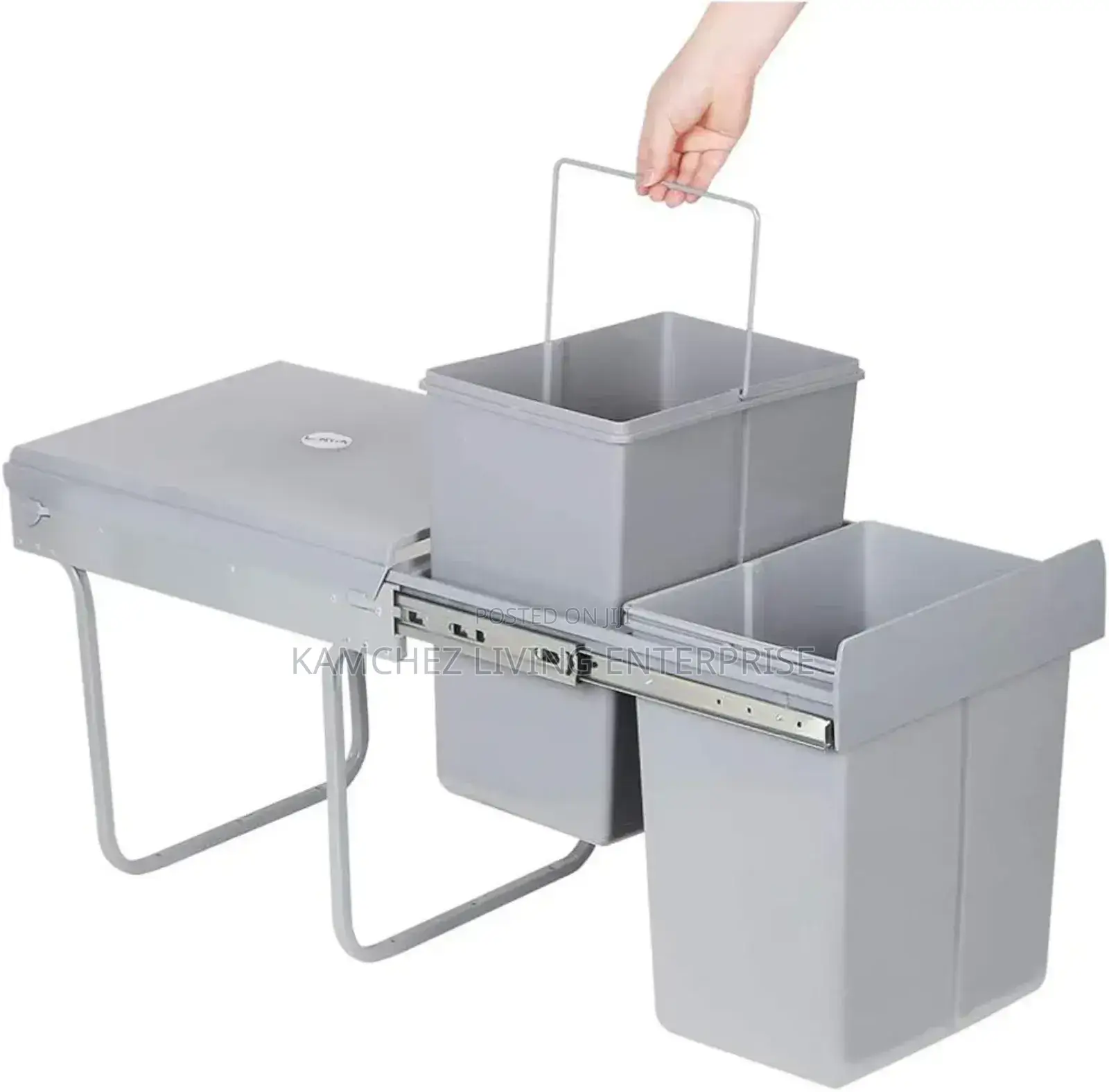 Gray Cabinet Drawer Kitchen Waste Bin (Pull Out)