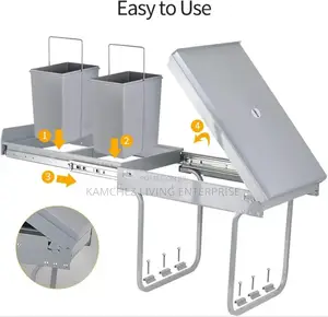 Gray Cabinet Drawer Kitchen Waste Bin (Pull Out)
