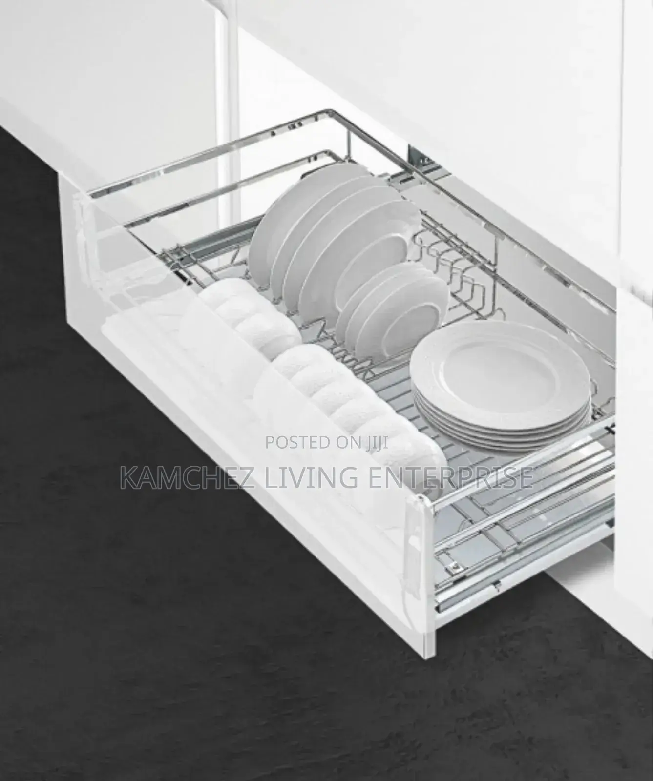 Pull-Out Stainless Steel Dish Rack for Kitchen Cabinets