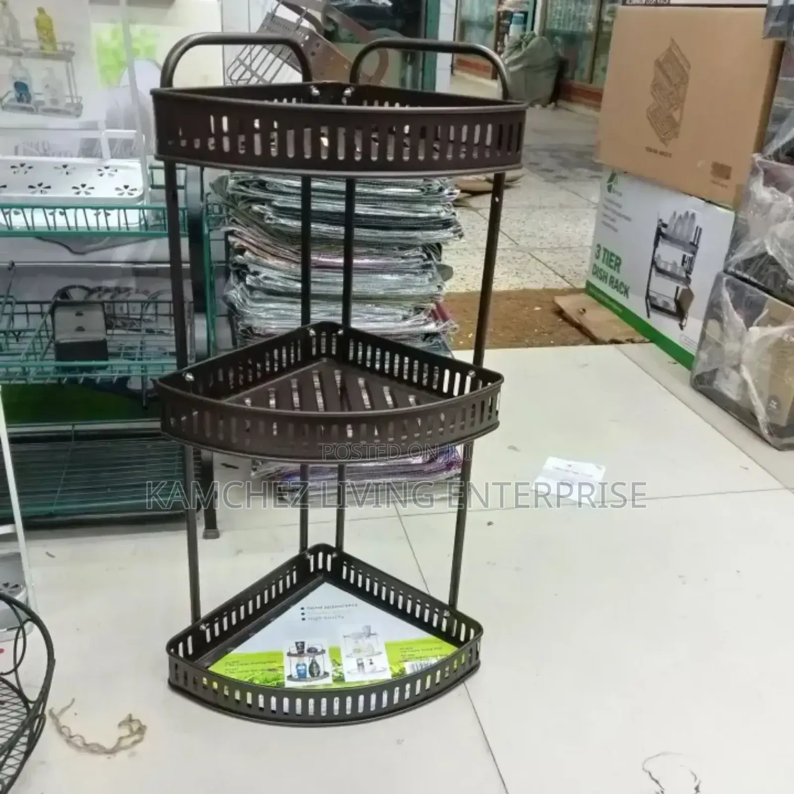 Wall Mounted 3 Layer Corner Rack - Aluminium Storage Shelf