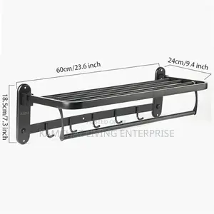 60cm Black Foldable Stainless Steel Towel Rail