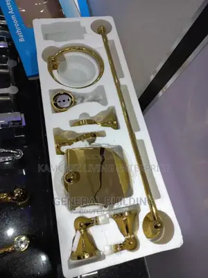 7-Piece Gold Bathroom Fitting Set With Towel Bar Soap Dish