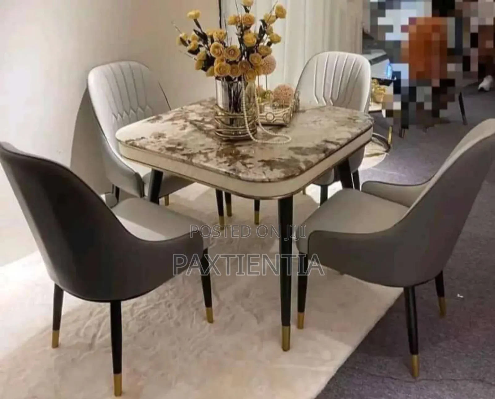 4-Chairs and Dining Table Made With Marble