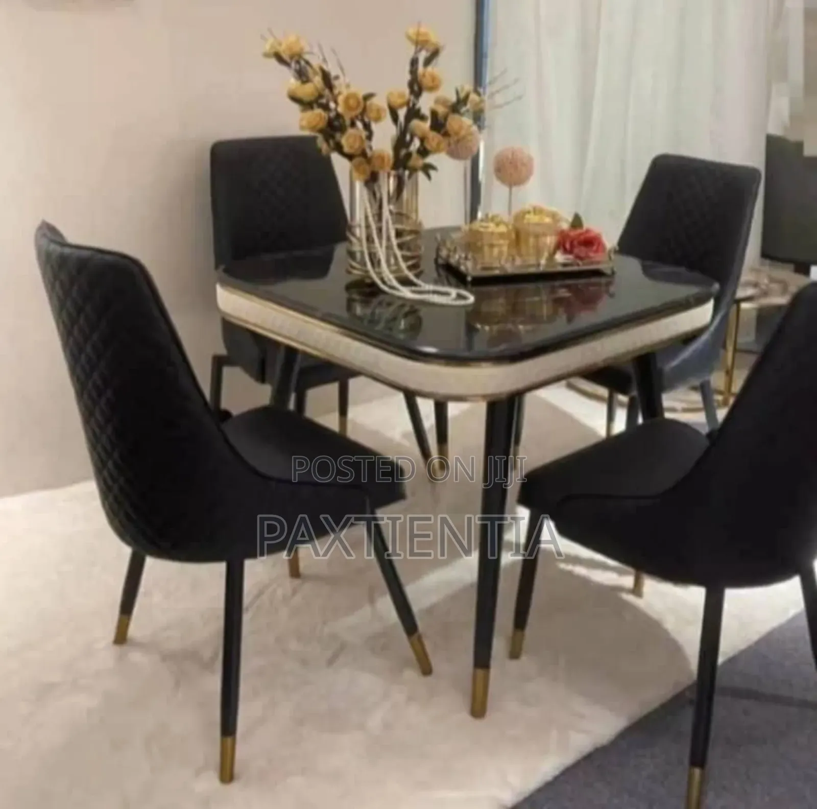 4-Chairs and Dining Table Made With Marble