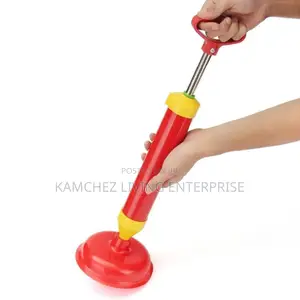 Red Sink Plunger With Flat Rubber Cup Clears Drains Fast