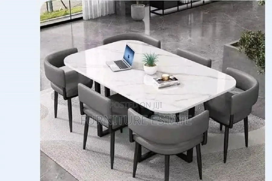 6 Seaters Modern Designed Marble Dining Set