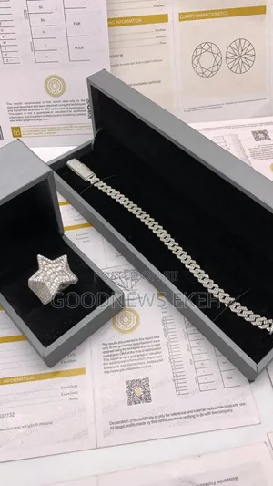 VVS Moissanite Diamond 3d Star Ring With Cuban Bracelet
