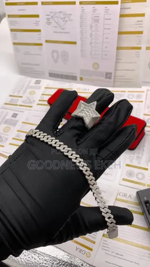 VVS Moissanite Diamond 3d Star Ring With Cuban Bracelet