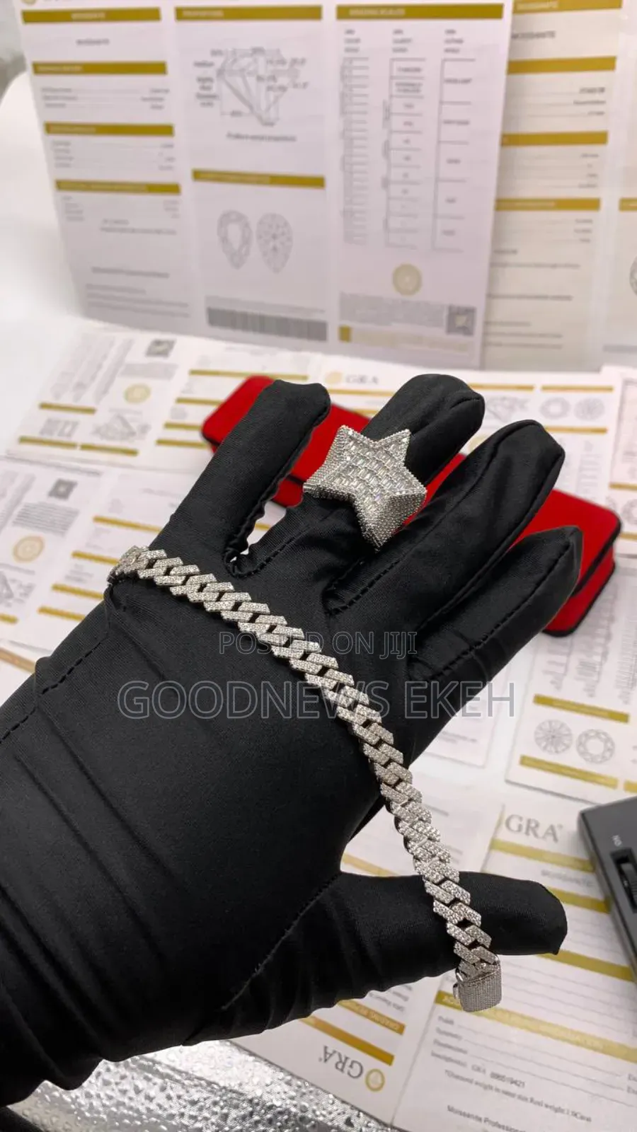VVS Moissanite Diamond 3d Star Ring With Cuban Bracelet