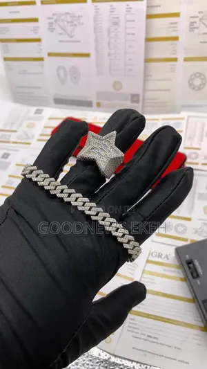 VVS Moissanite Diamond 3d Star Ring With Cuban Bracelet