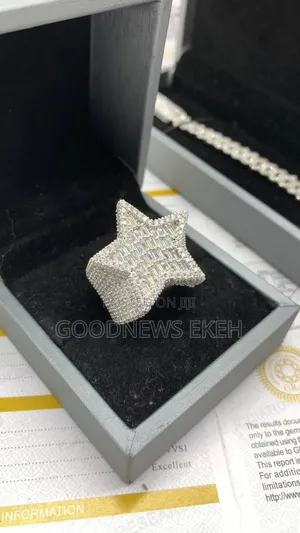 VVS Moissanite Diamond 3d Star Ring With Cuban Bracelet