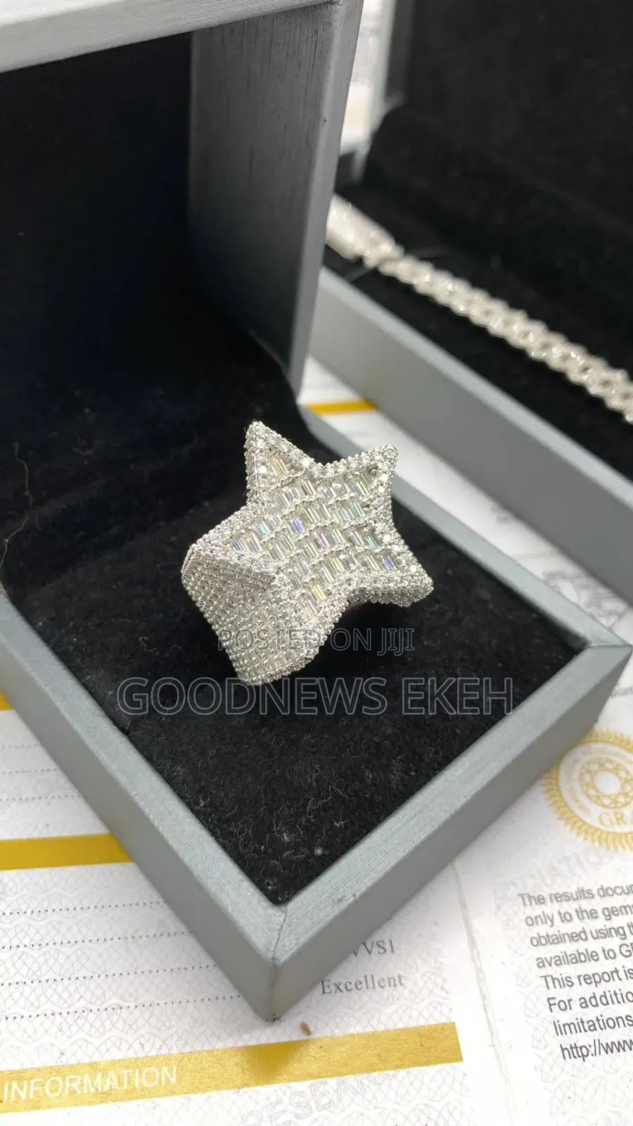 VVS Moissanite Diamond 3d Star Ring With Cuban Bracelet