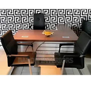1.6mtr Office Desk + Leather Chairs