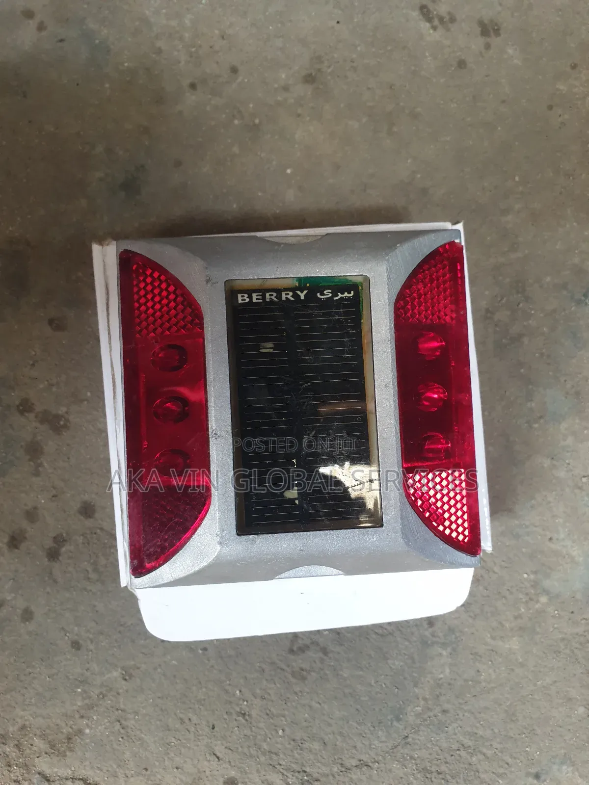 Solar Road Stud Reflector - Aluminium Red Led Light.