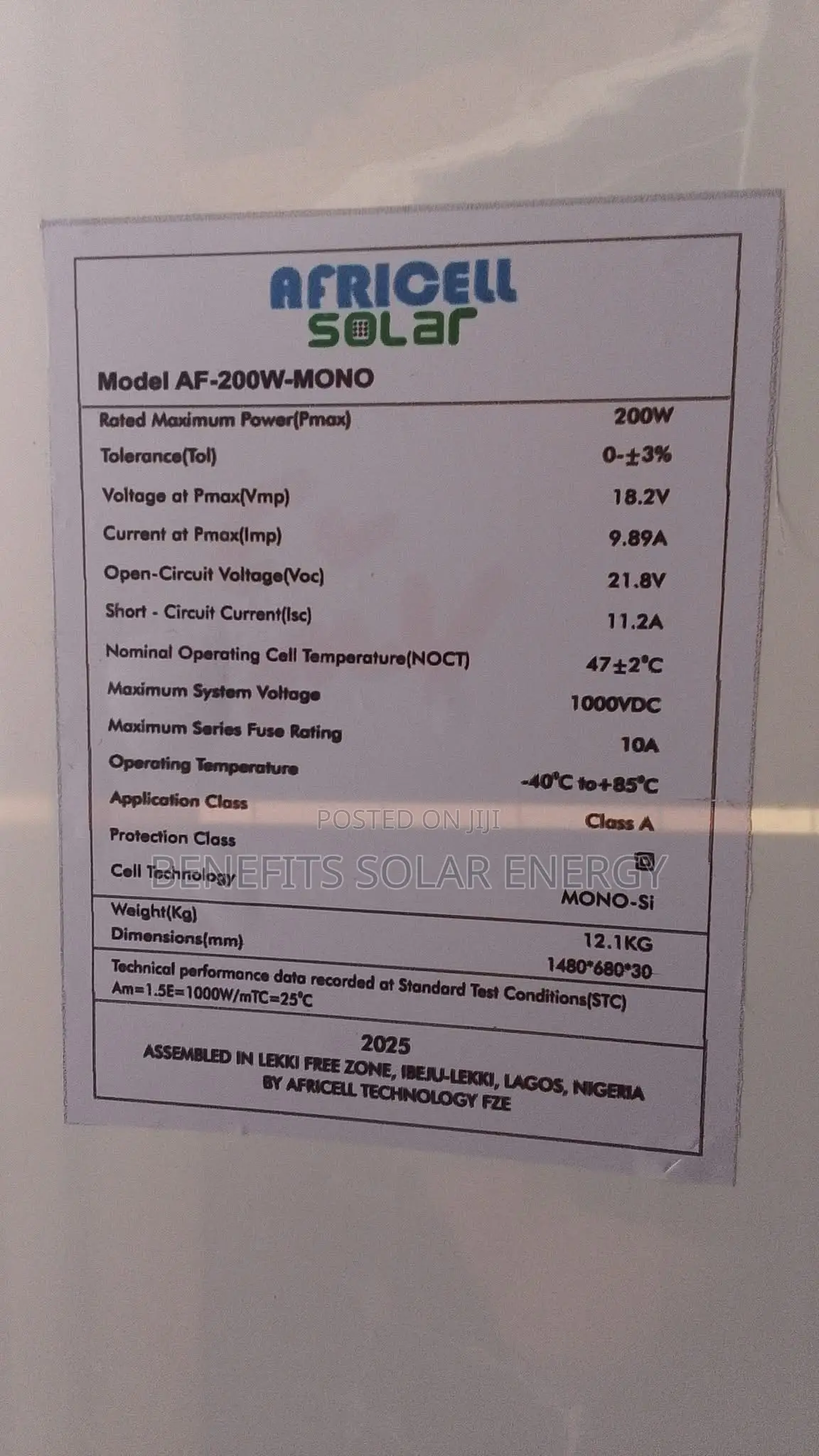 200w Africell Mono Panel