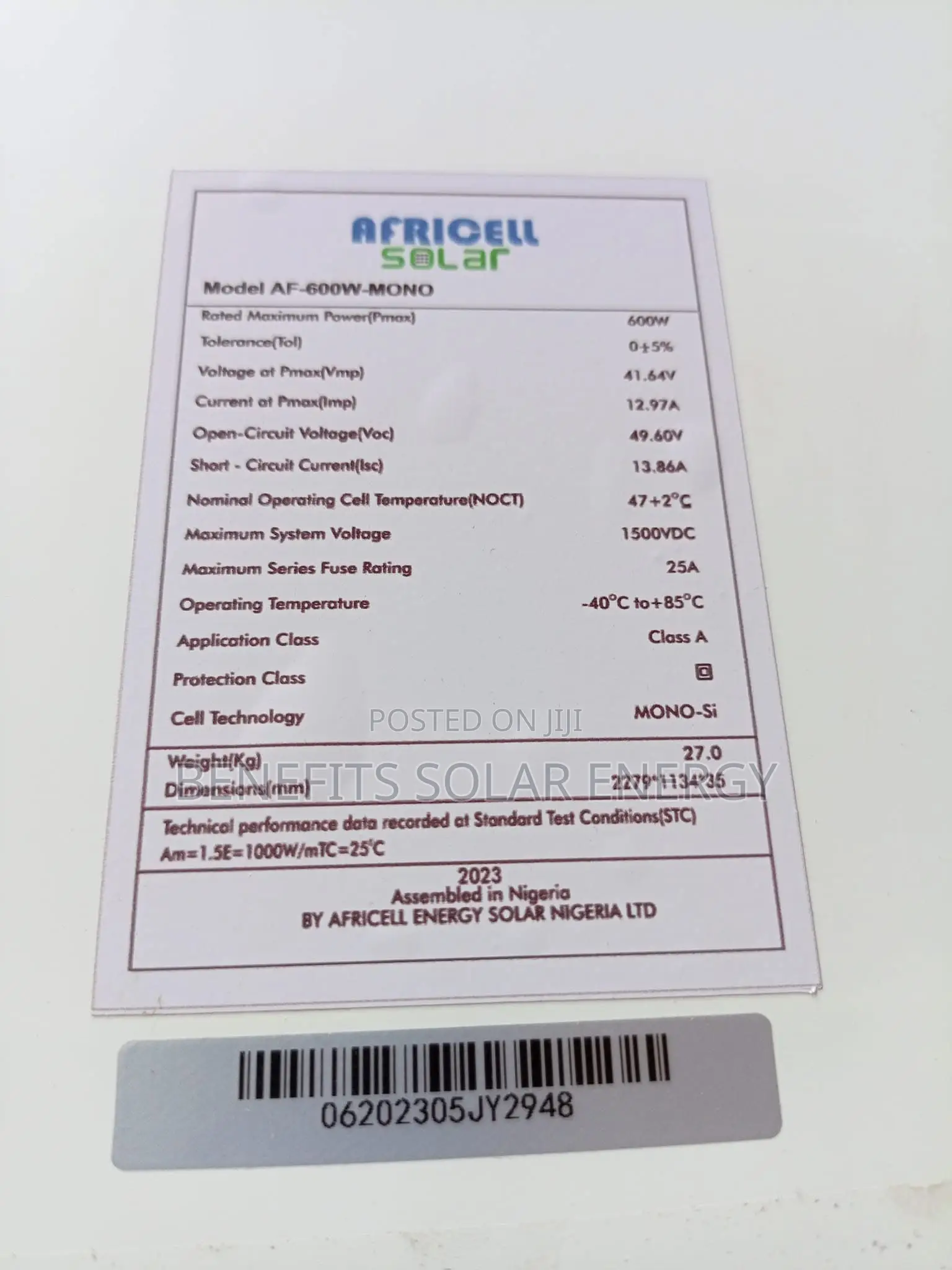 600w Africell Mono Halfcut Panel