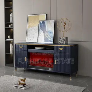 Modern Tv Stand With Built-in Fireplace and Remote Control