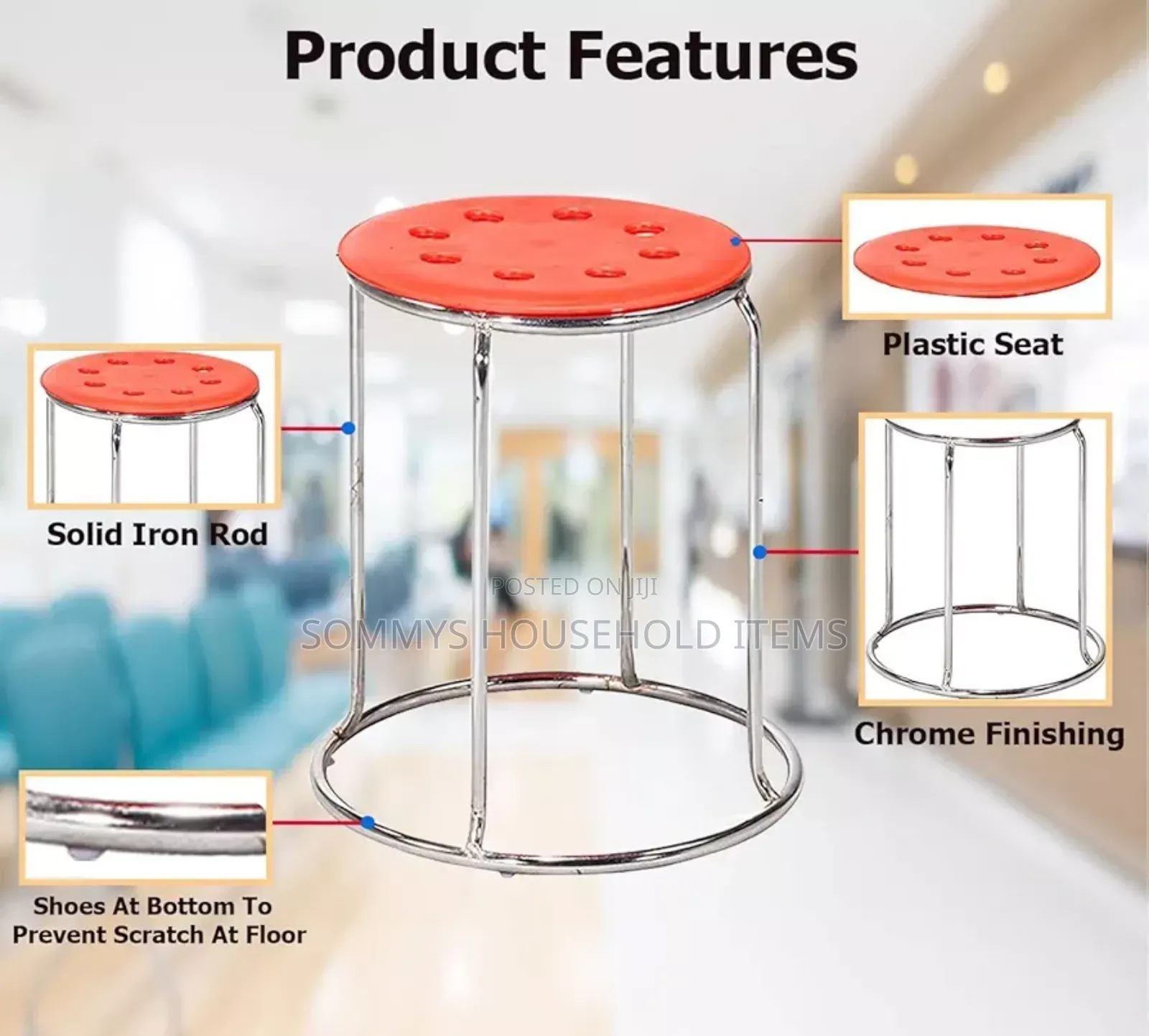 Iron Plastic Stool / Bar Stool