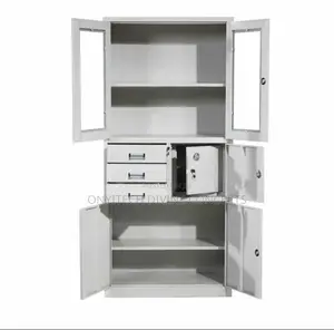 Metal Bookshelf With in Built Safe, 3 Drawers Multi Coloured