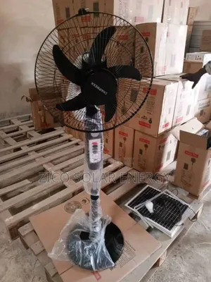 Solar Standing Fan With Panel and Buld