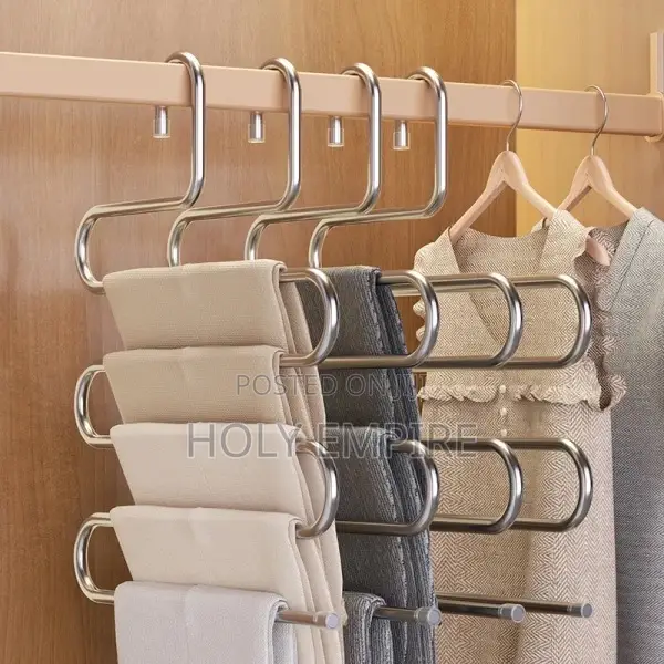 1pc Stainless Steel Pants Rack Five-Layer Multi-Functional