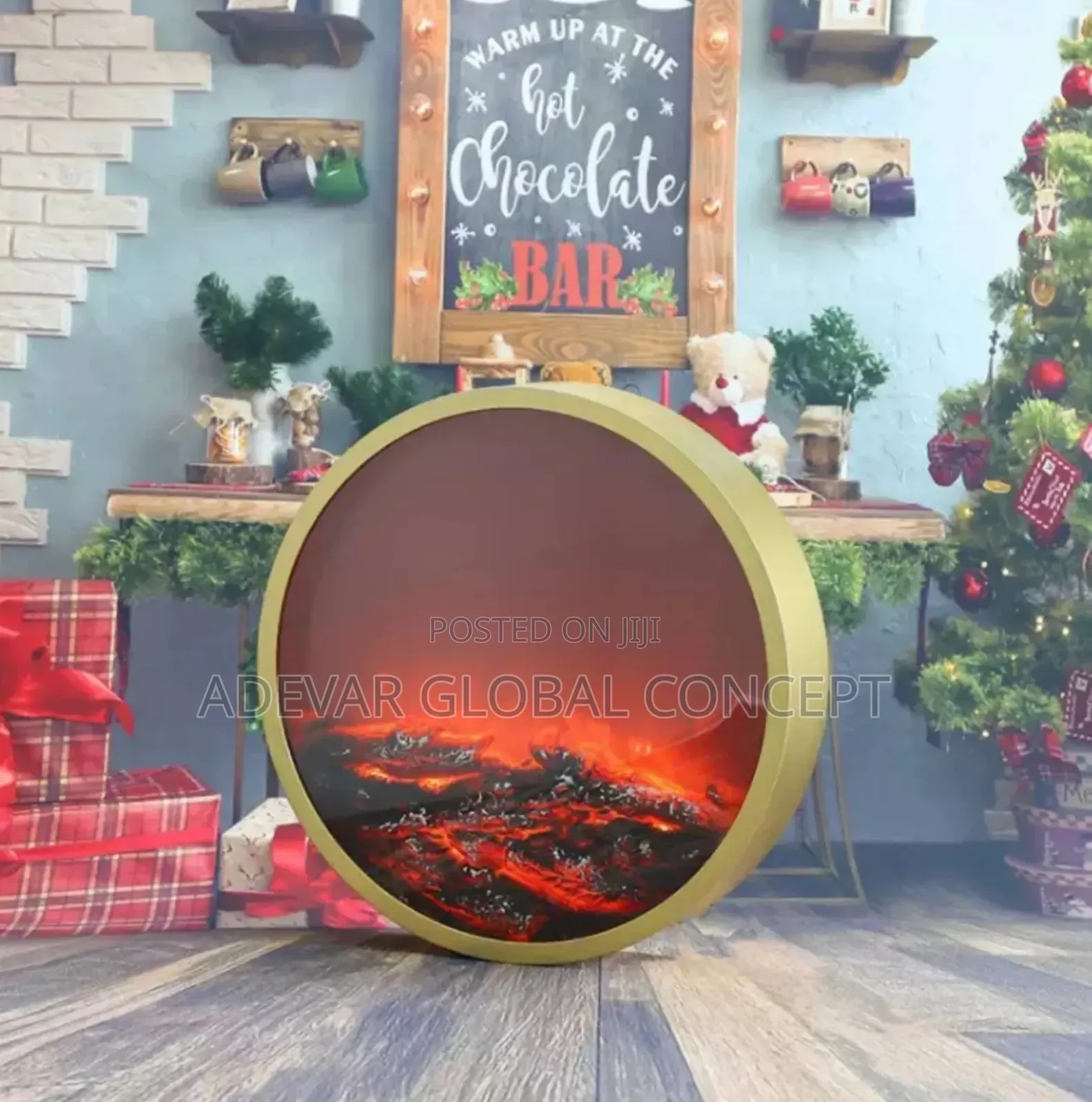 Modern Creative Round Electronic Led Fireplace Home Decor
