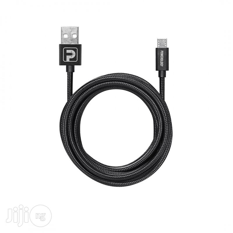 Powerology 6m Leather Micro USB Cable - Black