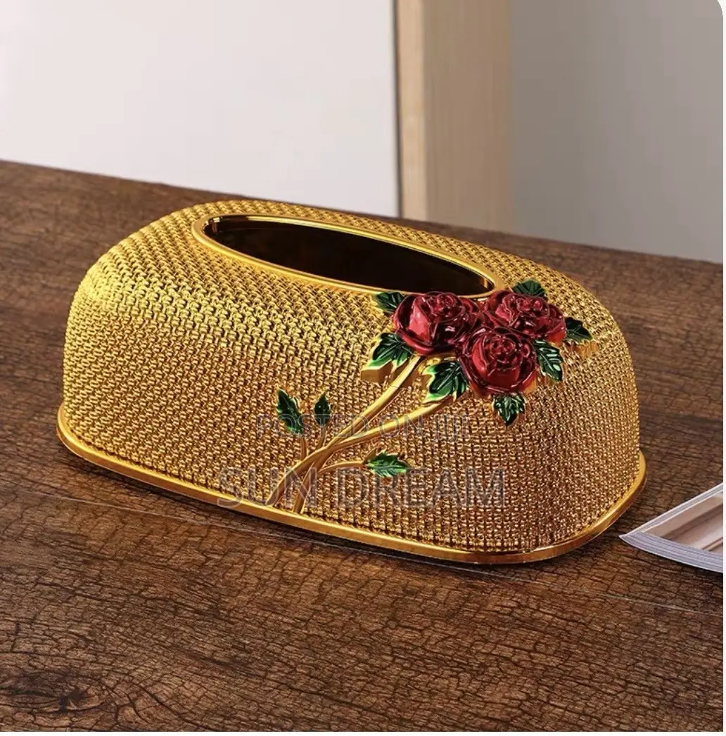 Luxury Golden Tissue Box Storage Box