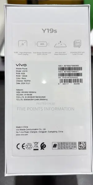 New Vivo V19 128 GB Black