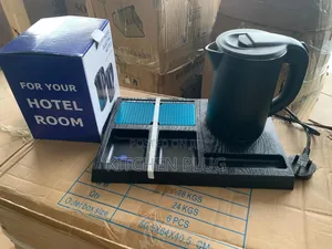 Hotel Black Serving Welcome Tray Set With Kettle