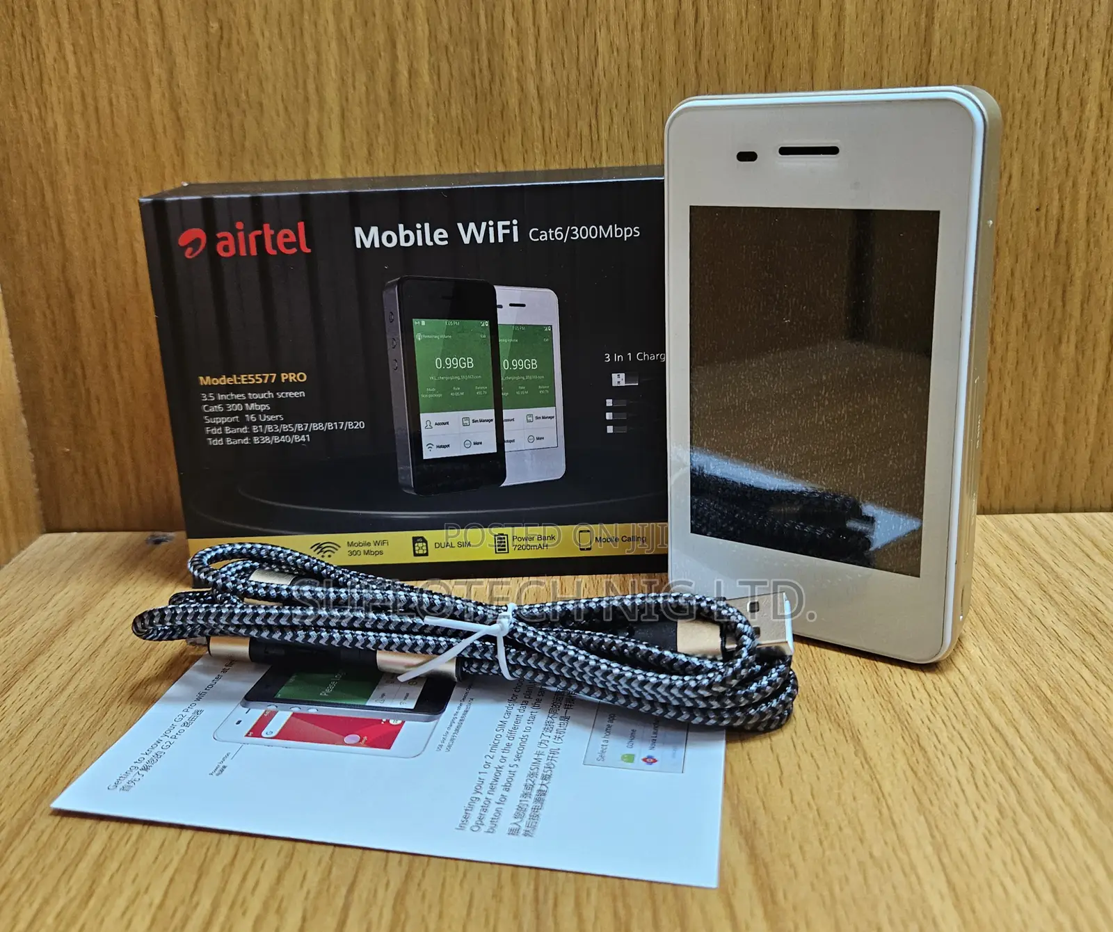 Universal Airtel E5577pro Cat6, 7200mah Touchscreen Mifi