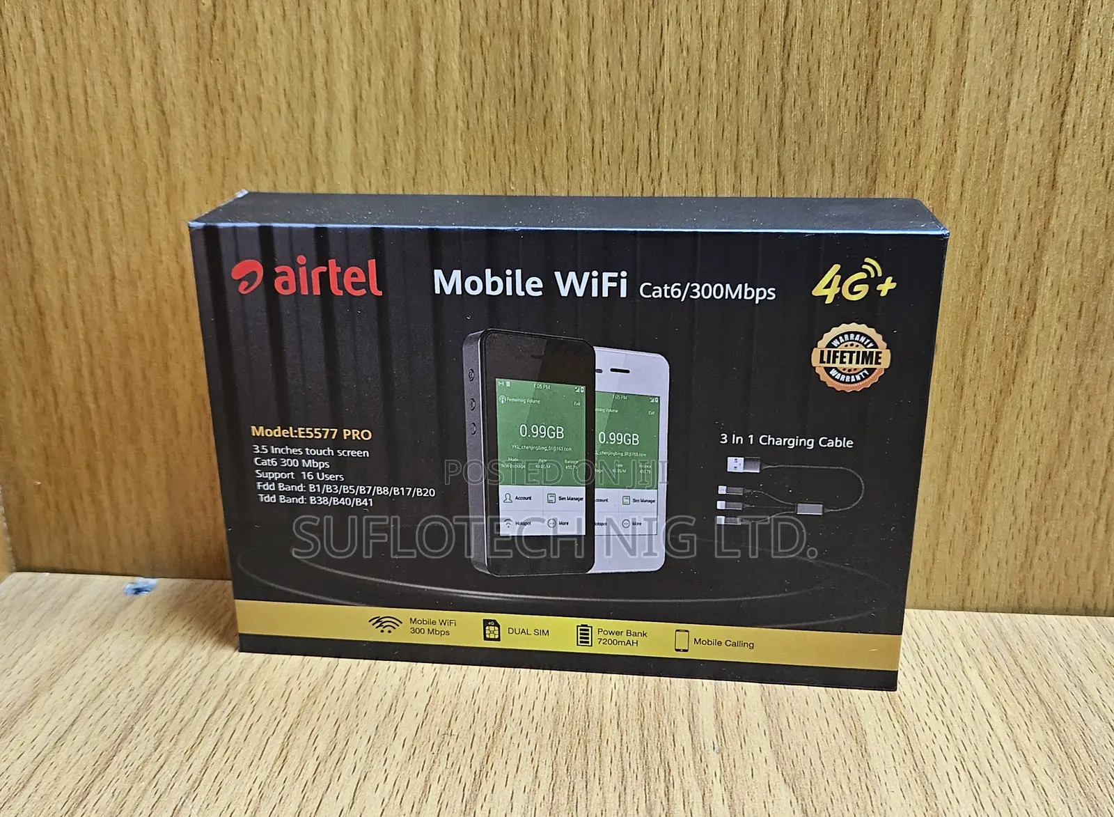 Universal Airtel E5577pro Cat6, 7200mah Touchscreen Mifi