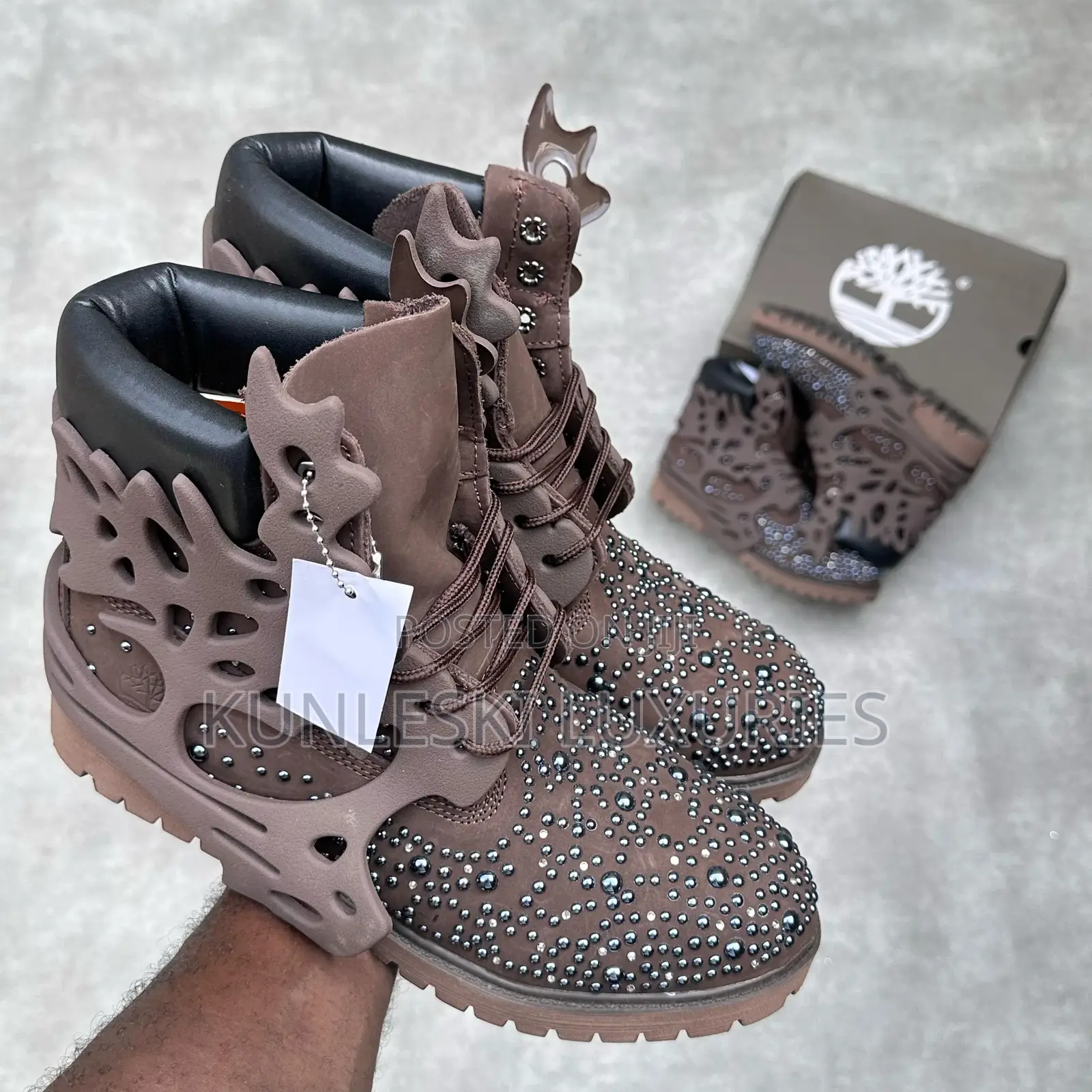 Original Custom Swarovski Pearl Timberland Boot
