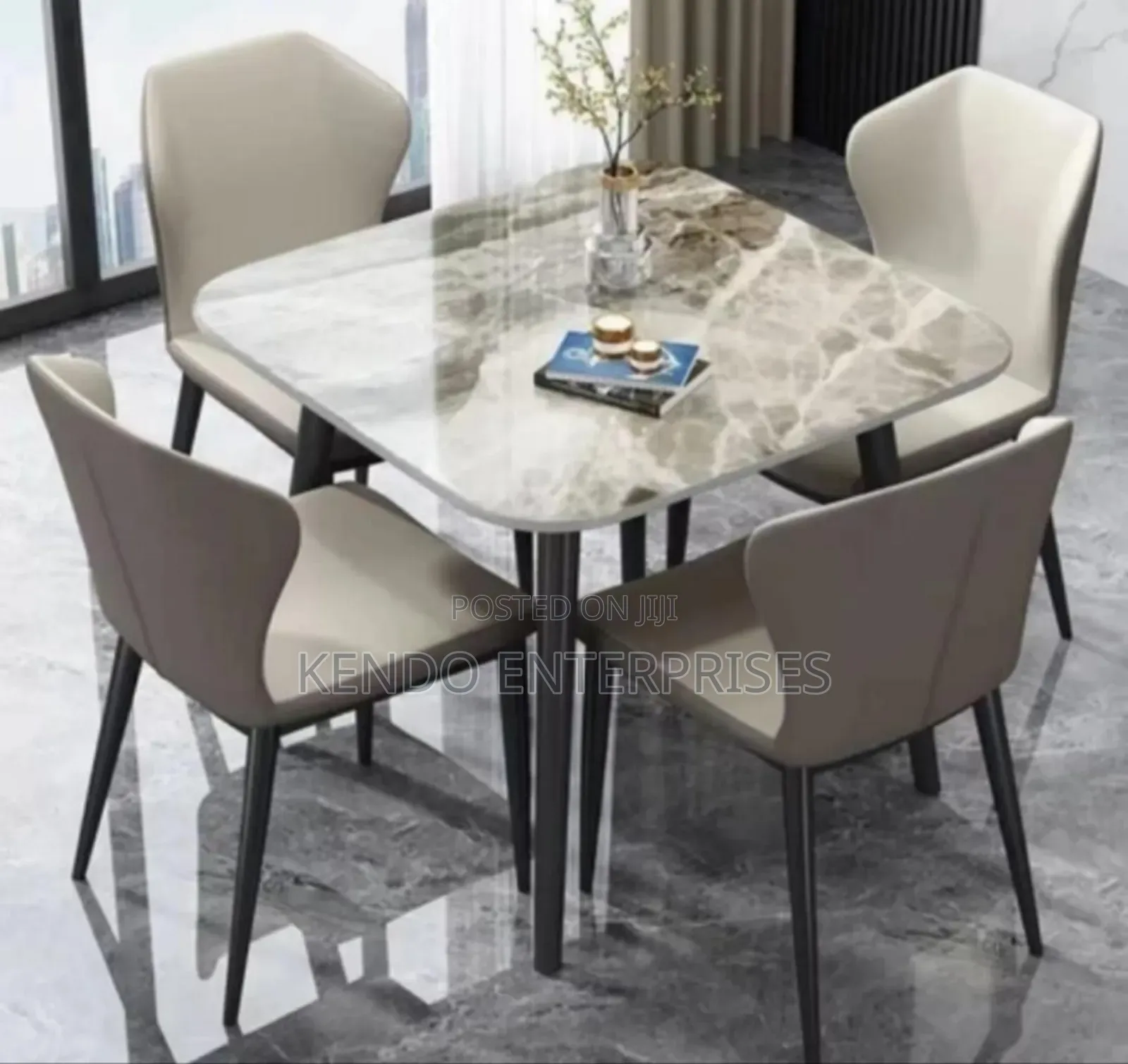 Dining Square Shape Table by 4 Chairs