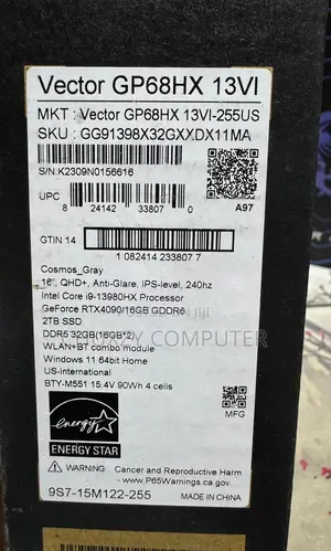 New Laptop MSI Vector GP68 HX 13V 32GB Intel Core I9 SSD 2T