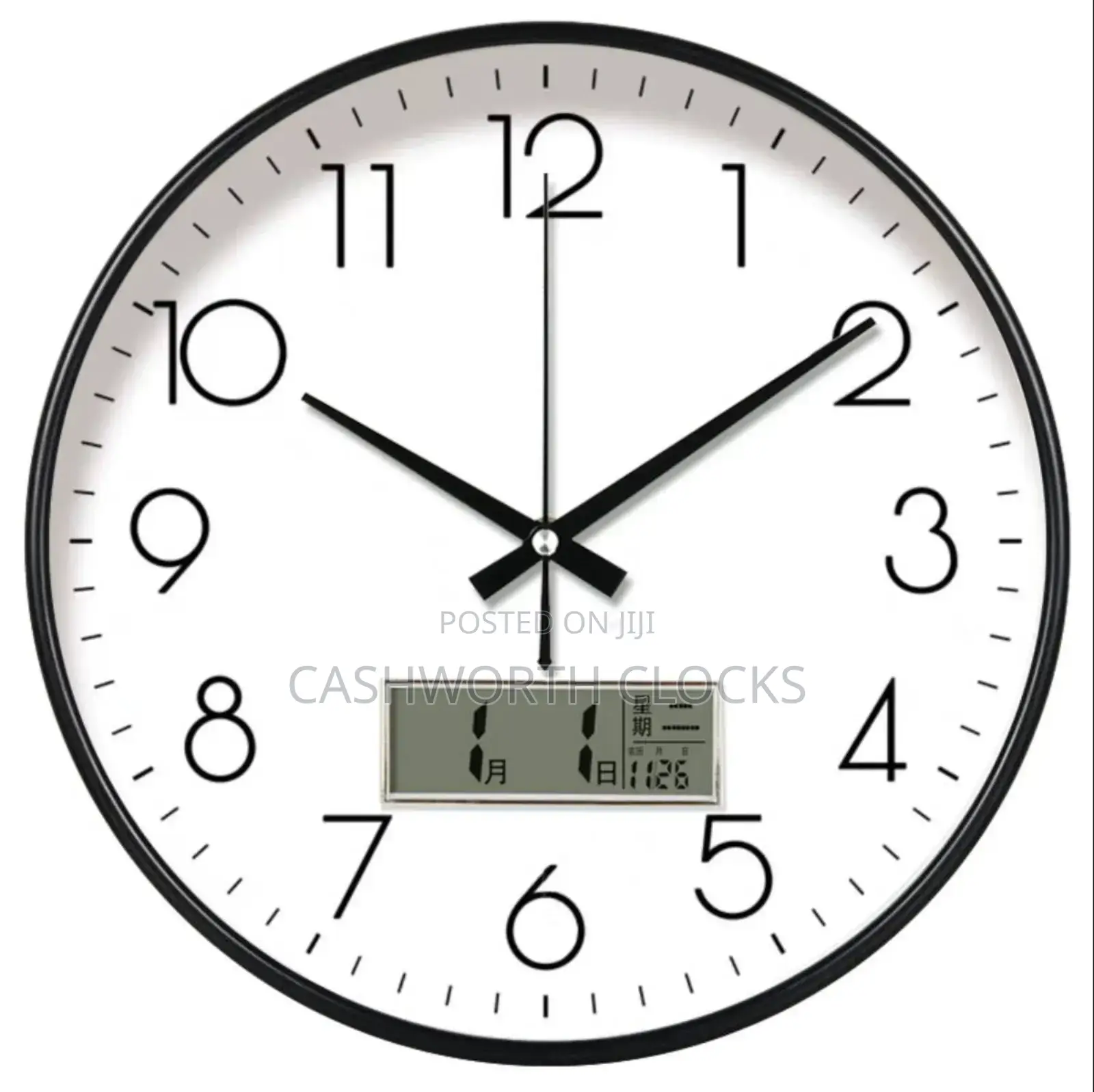 30cm Ana-Digital Sweep Engine Luxury Wall Clock