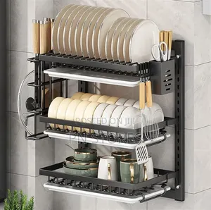 Stainless Steel Wall Mounted Dish Rack (3 Layers)