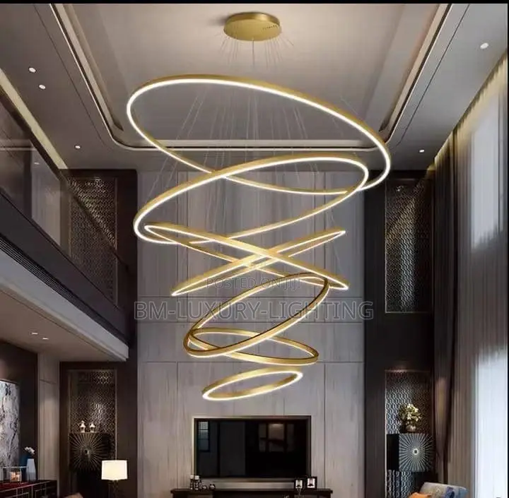 7 Nordic Luxury Ring Staircase Chandelier