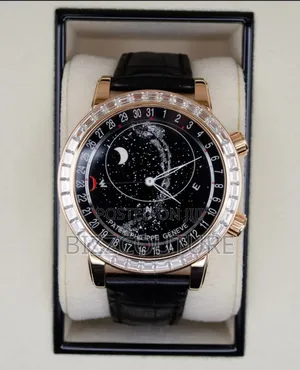 Original Patek Philippe Black Black Leather Strap Watch