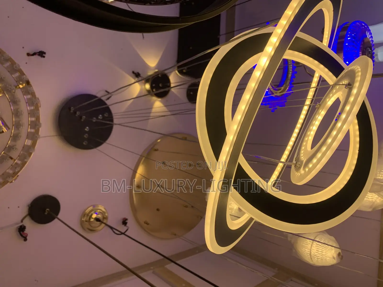 Led 3 Nordic Black Designed Ring Chandelier