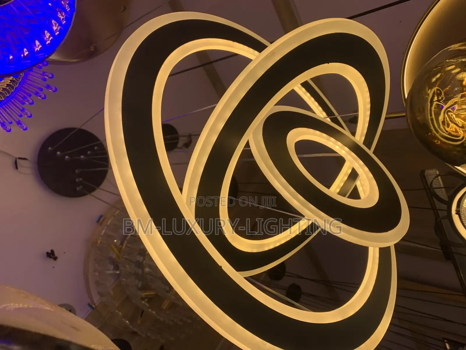 Led 3 Nordic Black Designed Ring Chandelier
