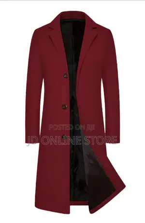 Photo - Men's Slim-Fit Red Long Trench Coat