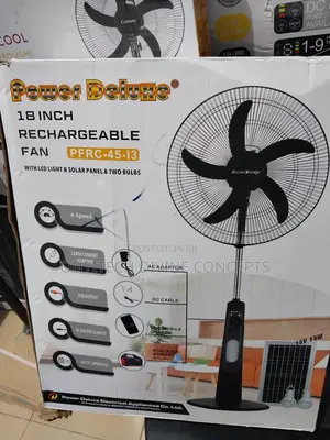Power Deluxe Standing Fan With Solar Panel