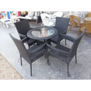 Outdoor Swimming Pool Table and Chairs - Black