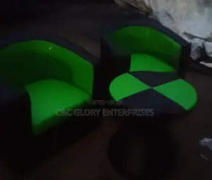 Green/Black Bucket Chairs +Table. Call