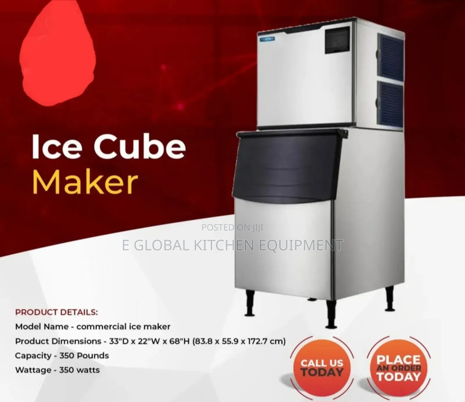 350 Cubes Per Drop Ice Maker Machine