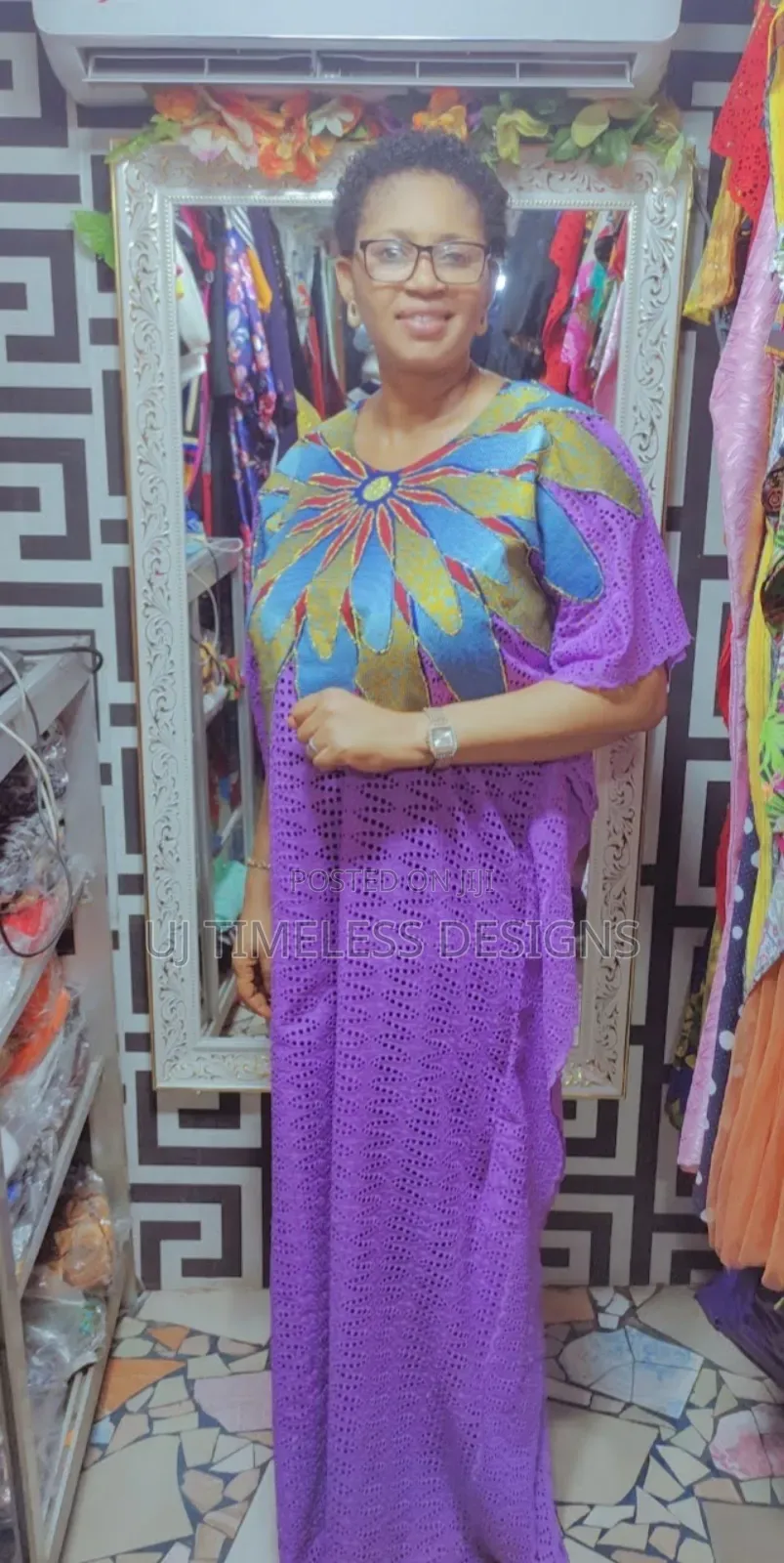 Stoned Dry Lace With Ankara Design