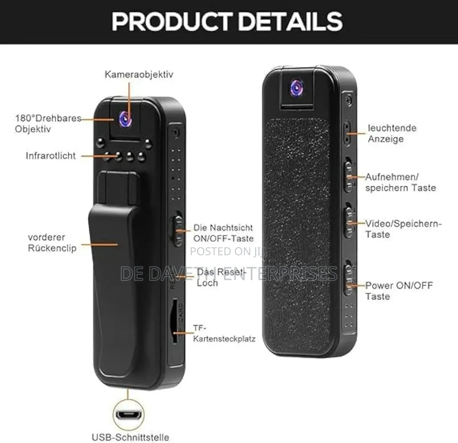 1080p Hd Body Camera With Night Vision